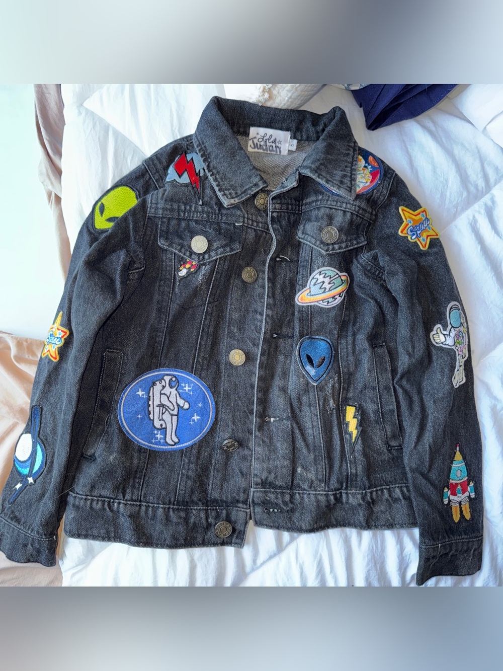 Kids Lola + The Boys Astronaut/Space Patch Work Denim Zacket